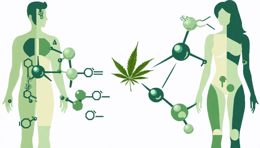 Graphic representation of how CBD molecules are absorbed in the body